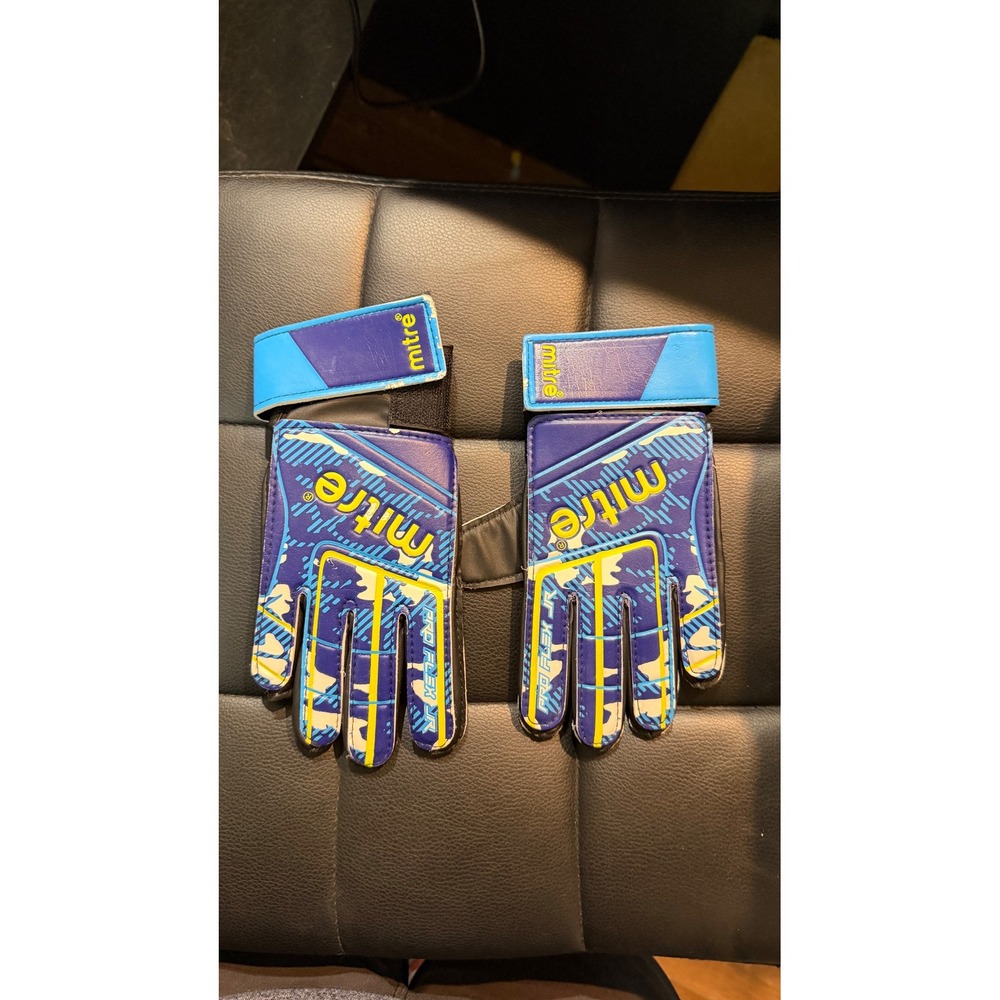 Mitre Pro Flex Jr Goalkeeper Gloves Blue Yellow Youth Soccer Goalie Gloves